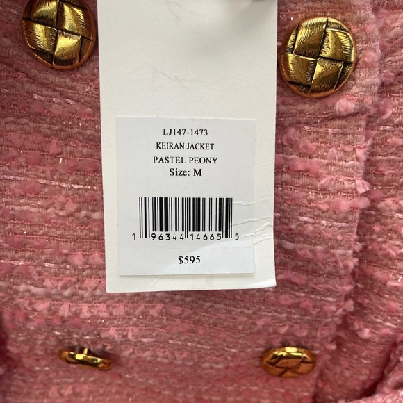 Love Shack Fancy NWT Keiran jacket Goldtone buttons Pastel Peony Pink - Picture 5 of 13